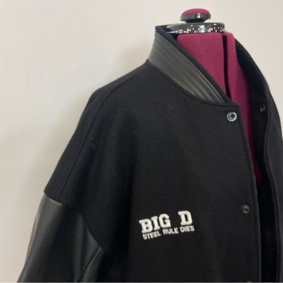 Vintage Black Leather and Wool Varsity Jacket XXL - Picture 6 of 12